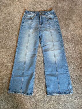 Light Blue High-Rise Wide Leg Jeans - Women